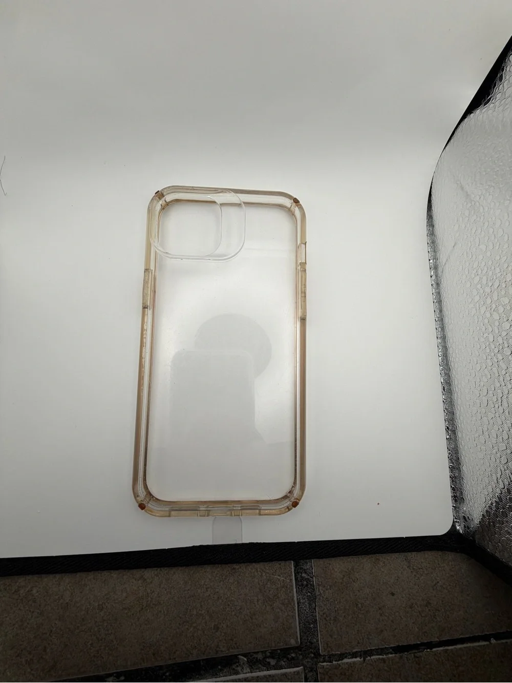 Clear Protective Phone Case - Transparent with Amber Edges